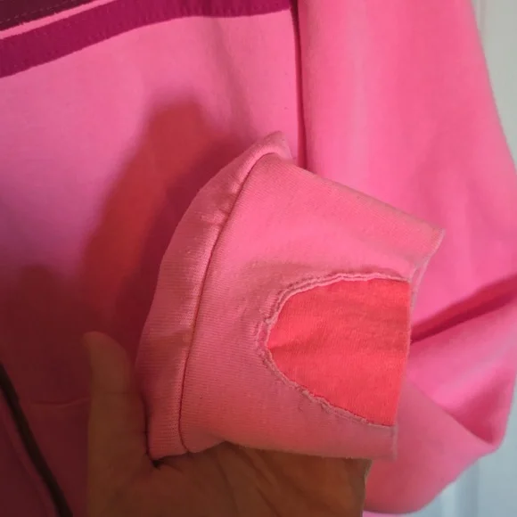 Aviator Nation 5 Stripe Zip Up Hoodie Sweatshirt - Neon Pink - Unisex XL - Picture 10 of 11